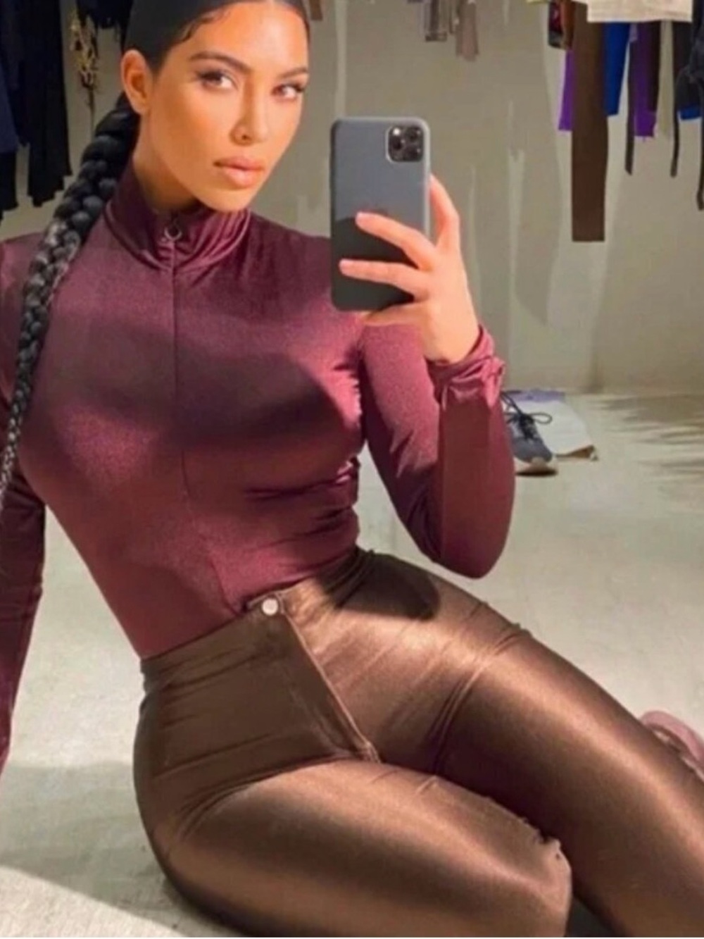Kim Kardashian Skims Satin Disco Pants-Umber 🤍🤎🤍